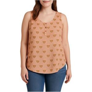 Pearl Women’s Sleeveless Leopard Print 1/2 Button-Front Blouse | Size Medium